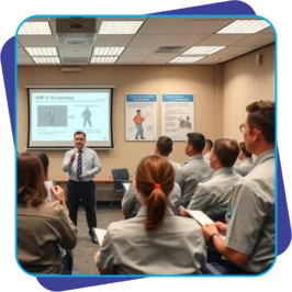 Colaboradores participando de treinamento da CIPA com orientações sobre segurança no trabalho