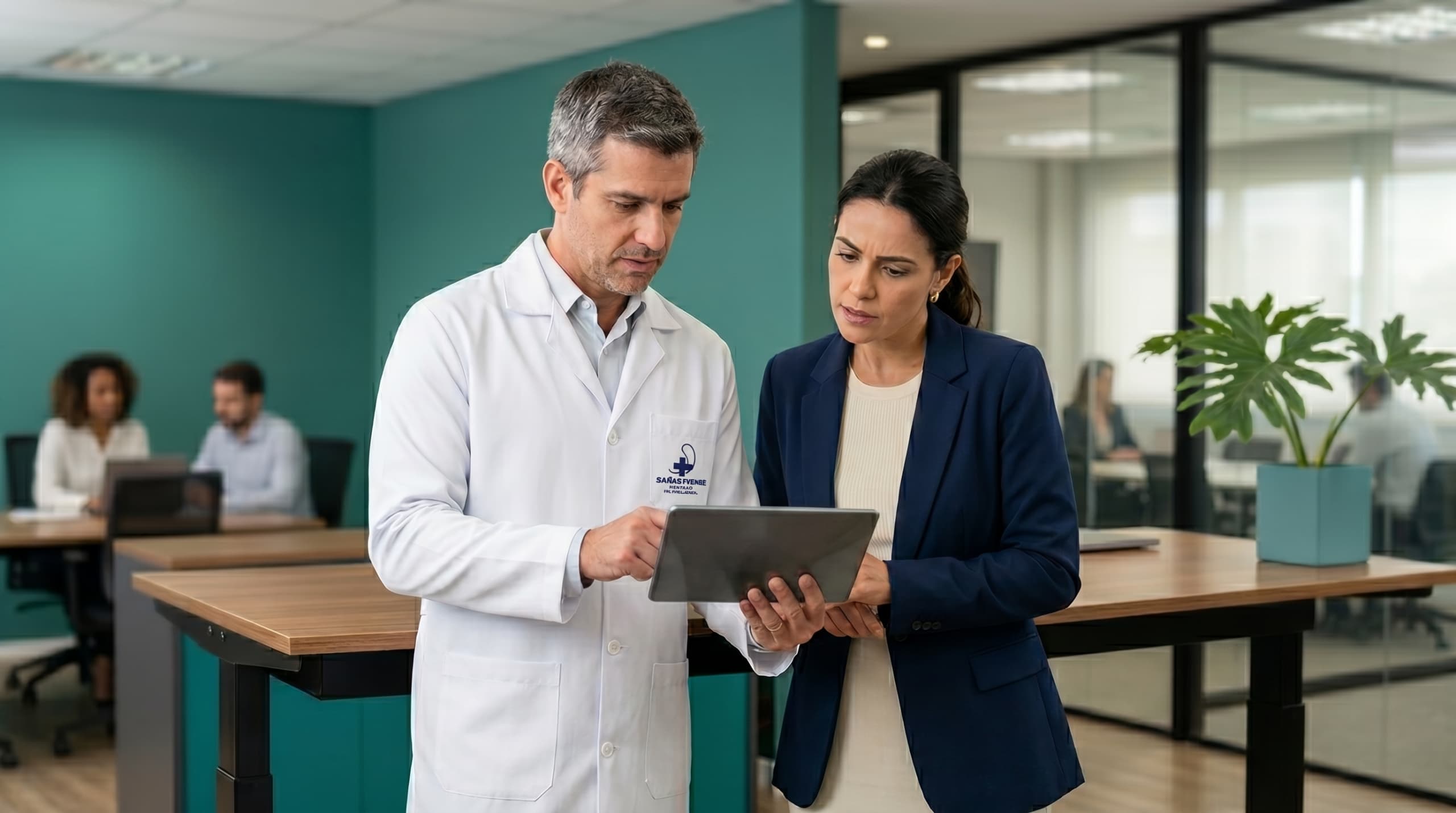 Médico e gestora de RH analisando multas eSocial SST 2026 em empresa de Manaus